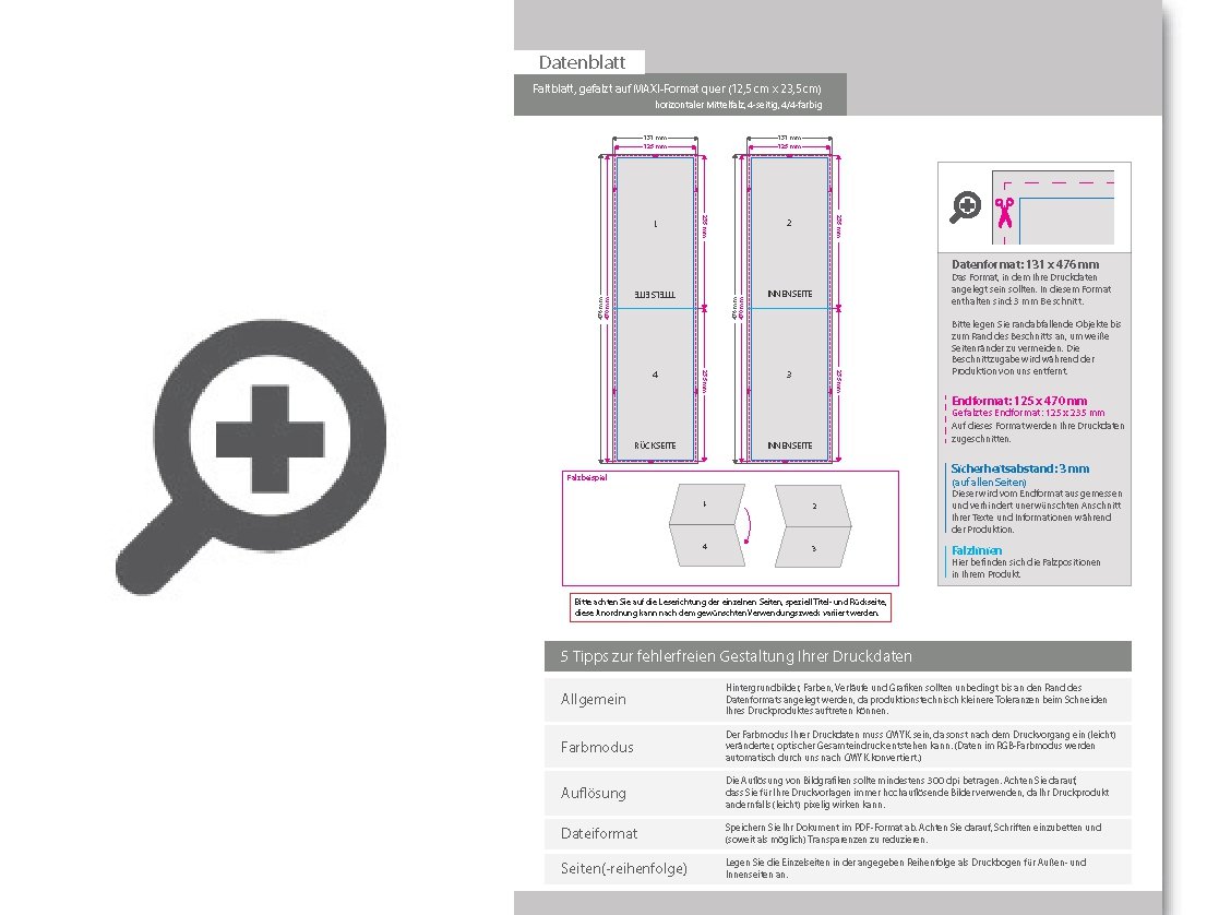 Product Bild faltblatt__gefalzt_auf_maxi-format_quer_(12_5_cm_x_23_5_cm)__horizontaler_mittelfalz__4-seitig