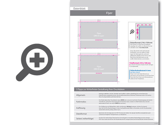 Product Bild multiloft-flyer_din_a5_quer_(21_0_cm_x_14_8_cm)_mit_einseitiger_hei__folienpr__gung_gold__4_4_farbig_(beidseitiger_druck)