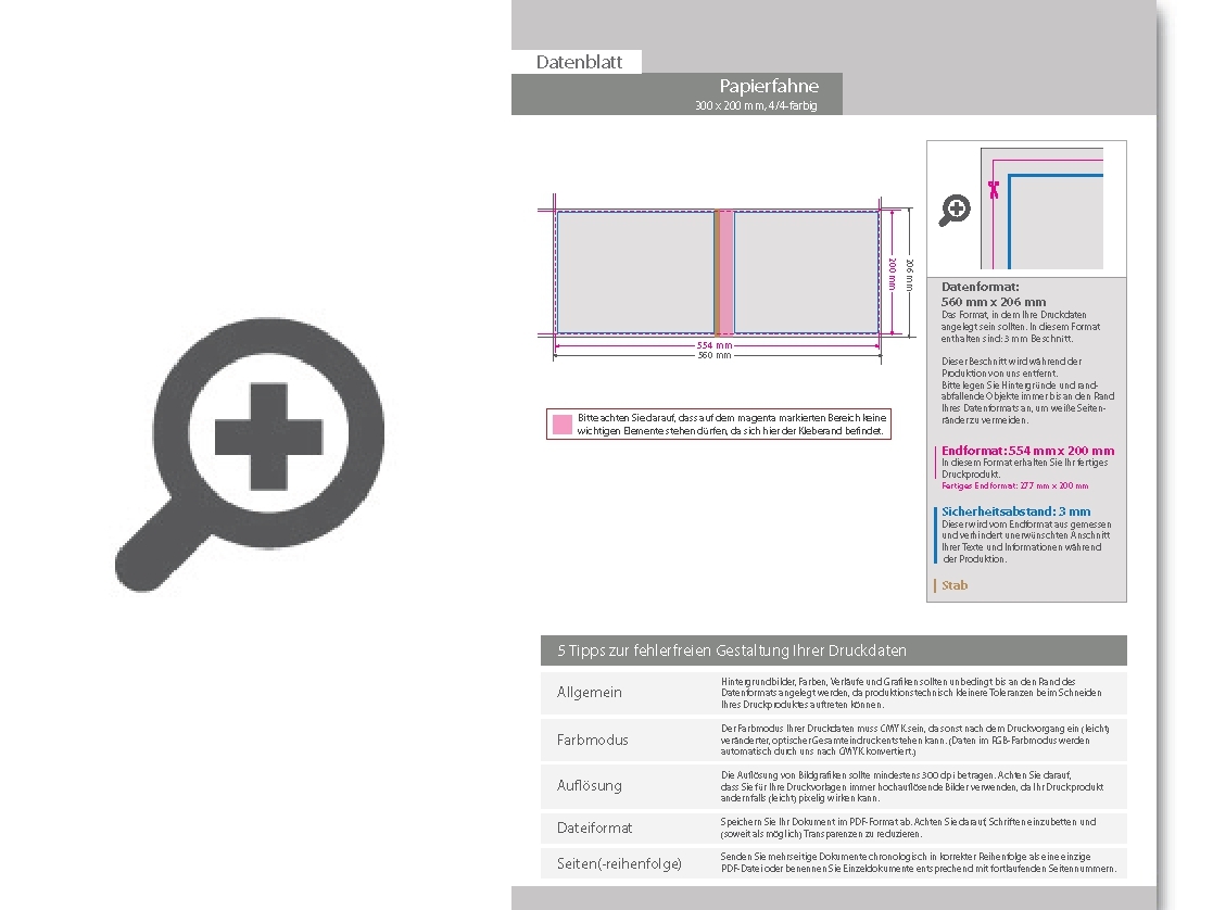 Product Bild papierfahne_mit_holzstab__300_x_200_mm__beidseitig_bedruckt